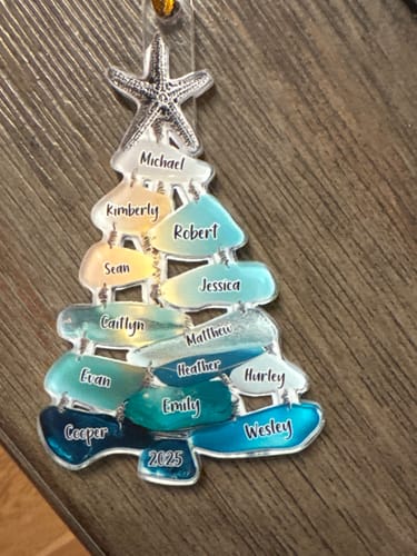Customer photo review of Family Sea Glass Christmas Tree - Personalized Family Ornament