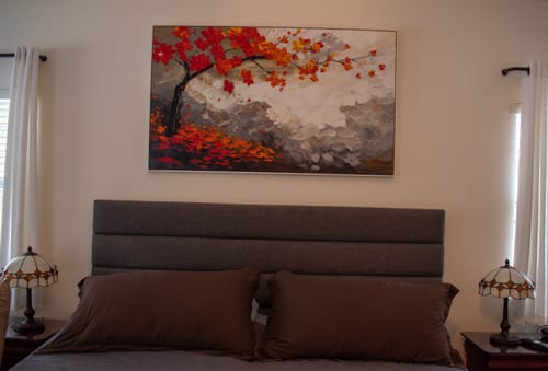 Customer photo review of Autumn Serenade-Textured Fall Tree Oil Painting on Canvas for Luxury Decor