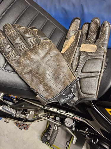 Customer photo review of Gen 3 Thumpa's | Short Cuff Summer Motorbike Gloves | Perforated Dark Charcoal Brown Leather