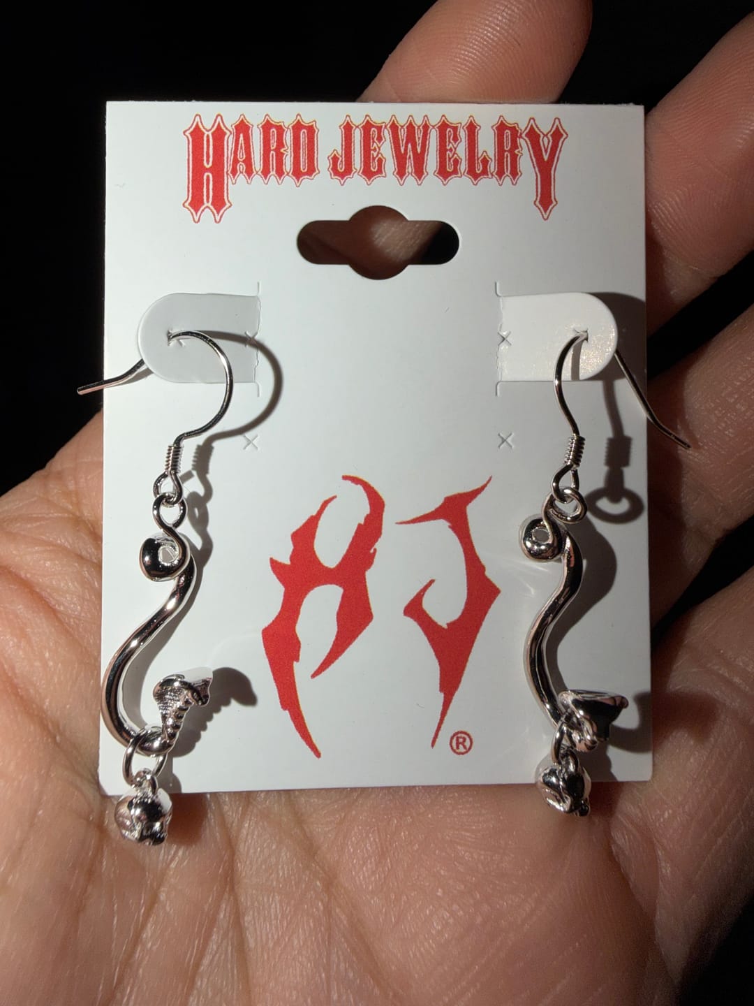 Customer photo review of SNAKE SKULL EARRING