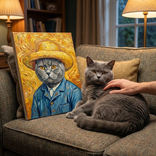 Customer photo review of Artzuzu Custom Portrait For Pets - Portrait with a Straw Hat