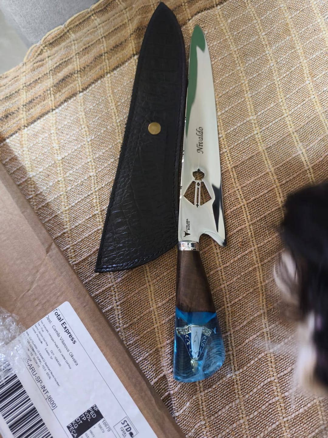 Customer photo review of Faca Artesanal Personalizada p/ Churrasco Padroeira 10    Edição Especial Colecionador