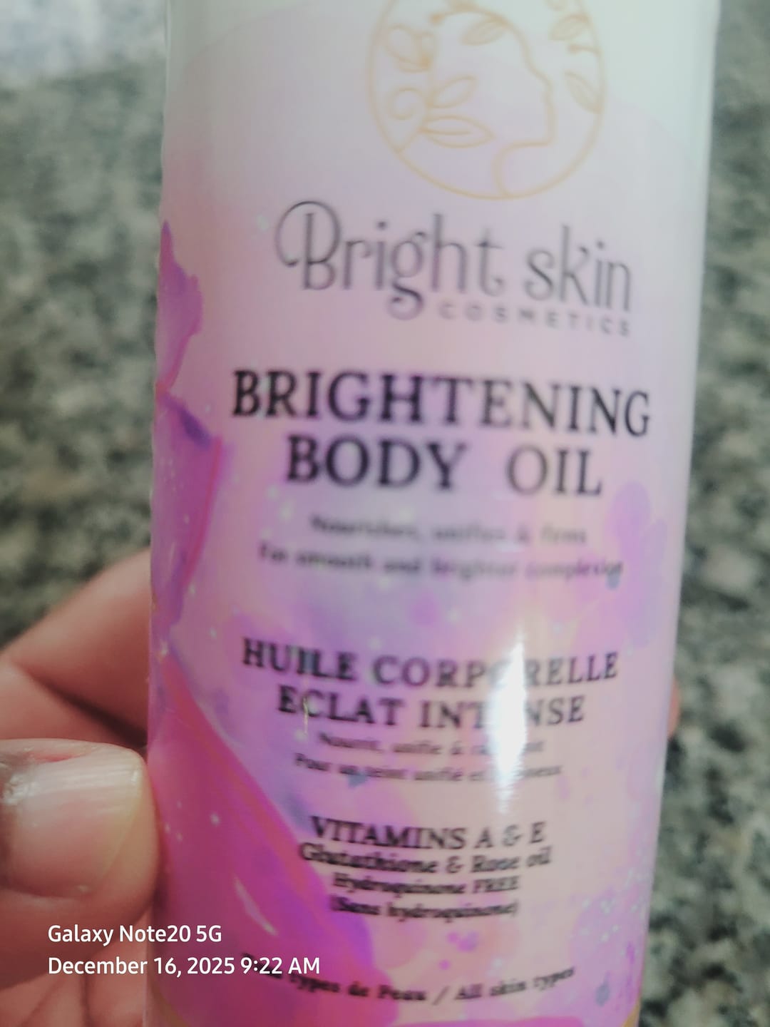 Customer photo review of Brightening body oil