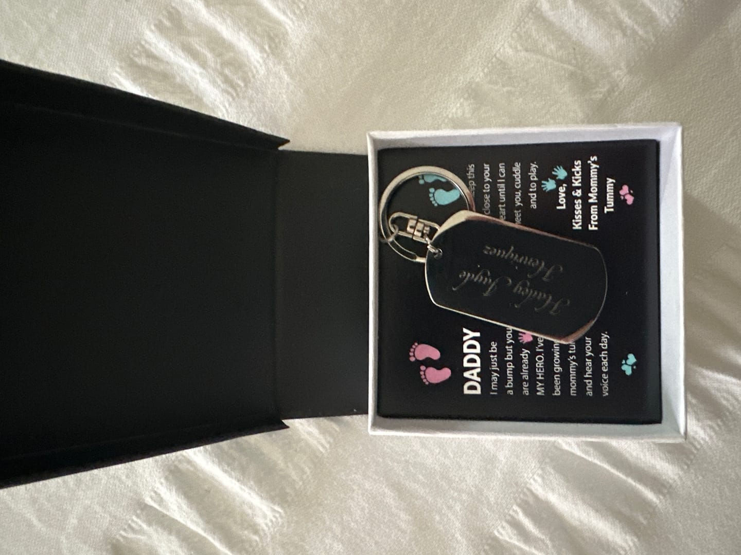 Customer photo review of First Time Dad Gift, New Dad Gift, Father's Day Gift from Baby Bump, Ultrasound Gift, Pregnancy Photo Keychain, Personalized Photo Keychain