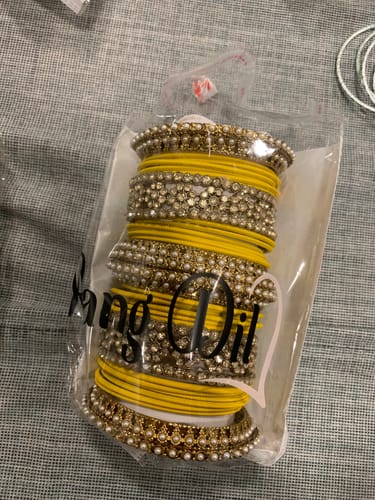 Customer photo review of Mahika Stones Bangles  - 2 HAND SET