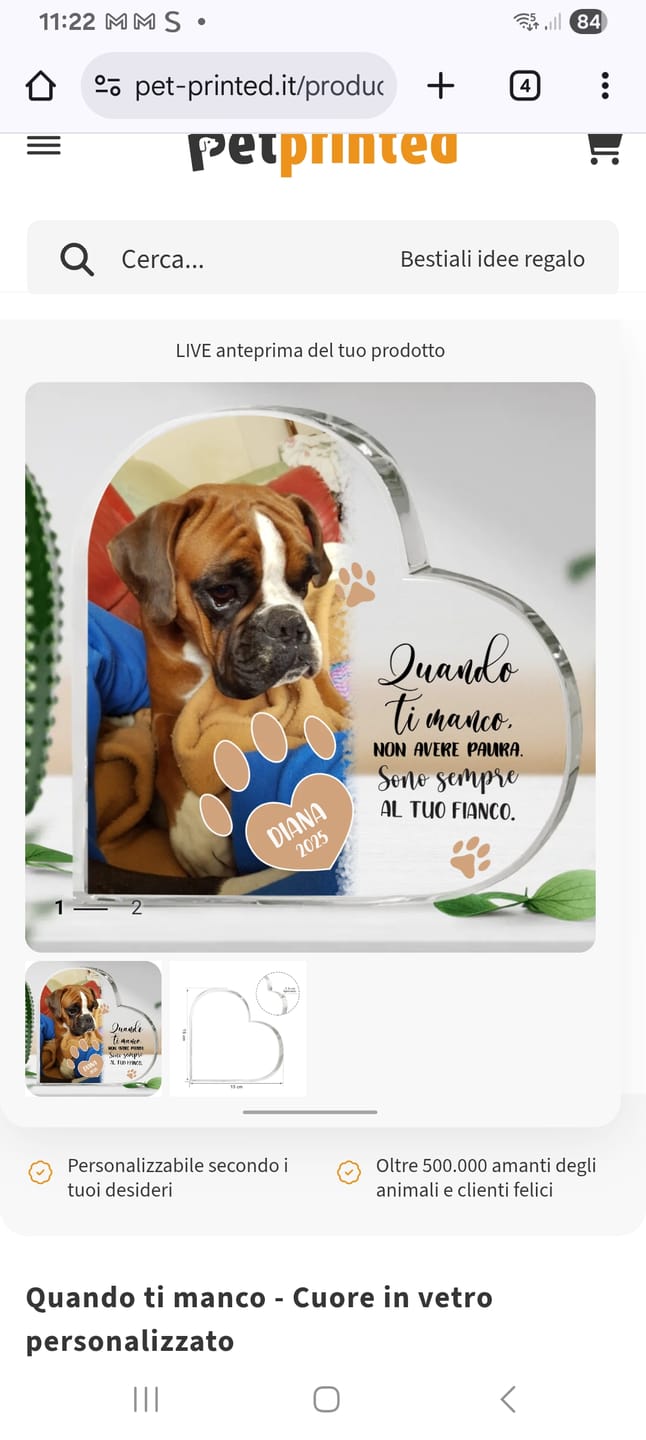 Customer photo review of Quando ti manco - Cuore in vetro personalizzato