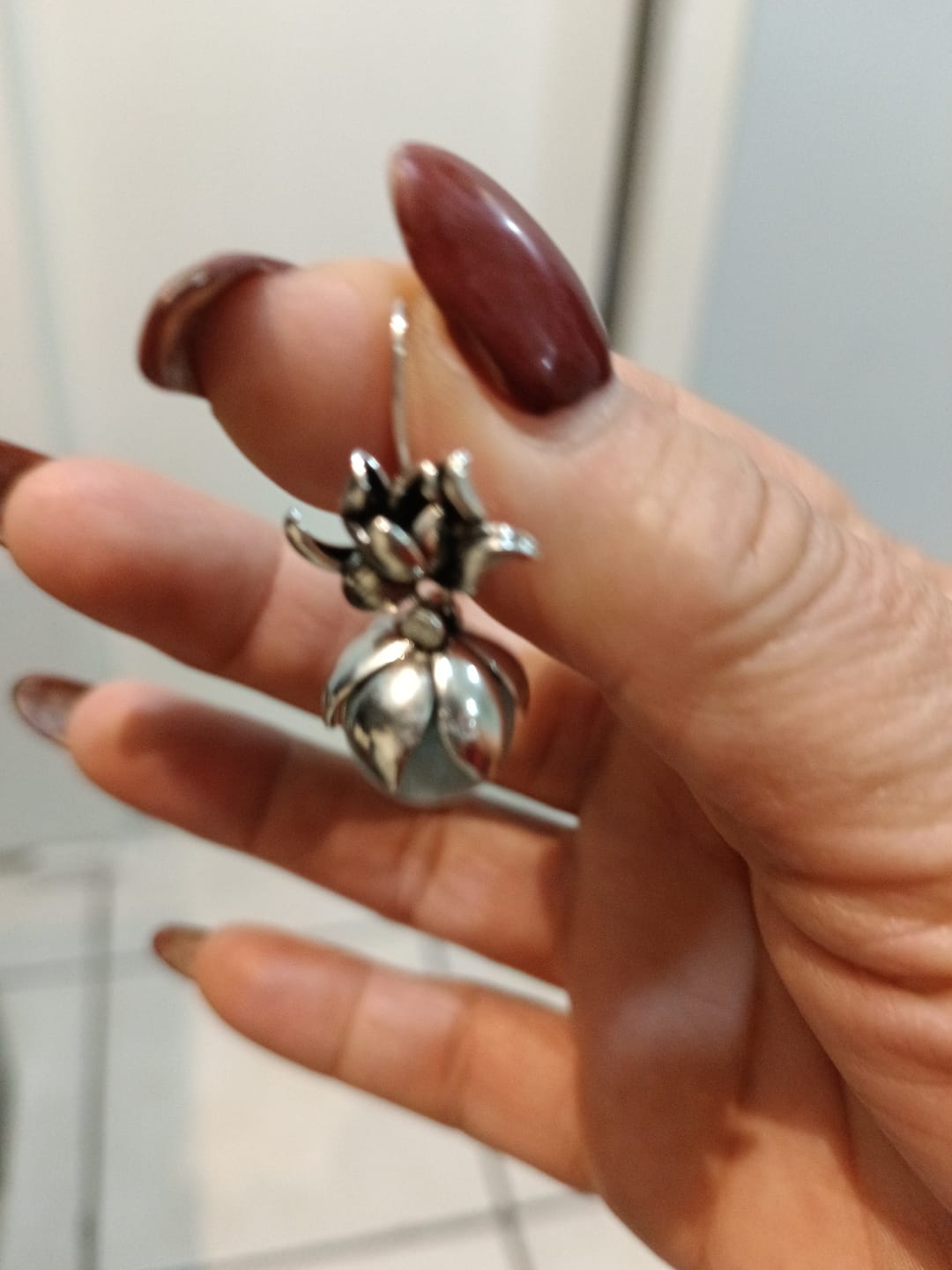 Customer photo review of Women Vintage Jade Lotus Alloy Earrings