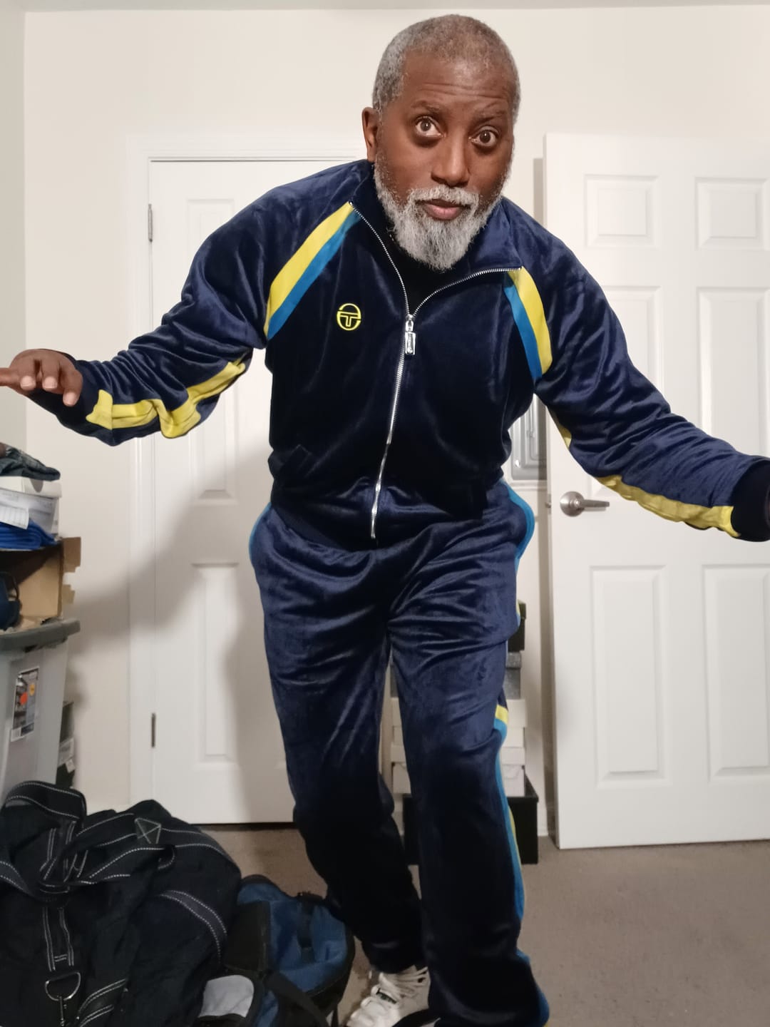 Customer photo review of Banda Velour Track Jacket- Maritime Blue