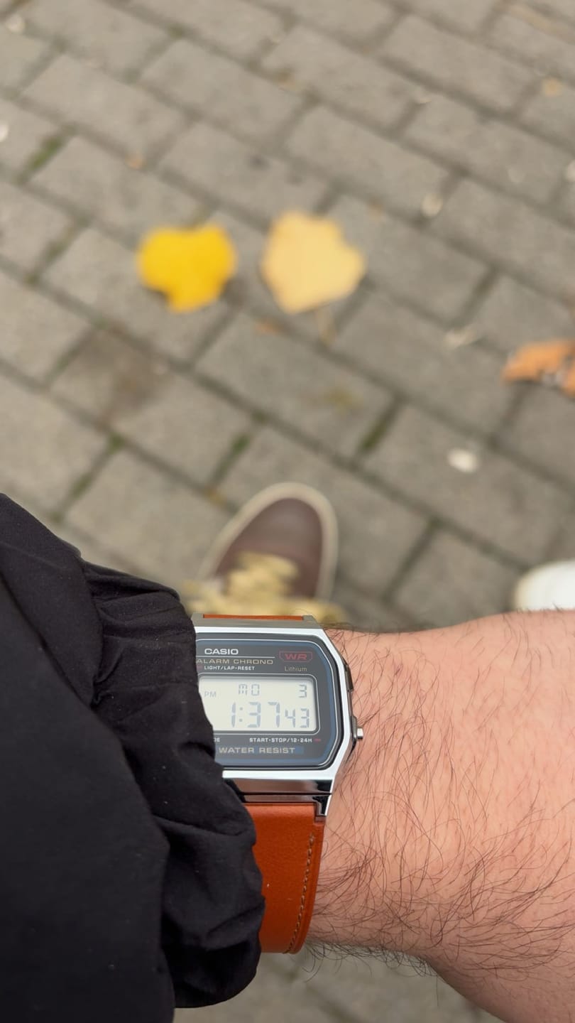 Customer photo review of Vintage Leather strap for Casio F-91W, A158 | 20-18mm
