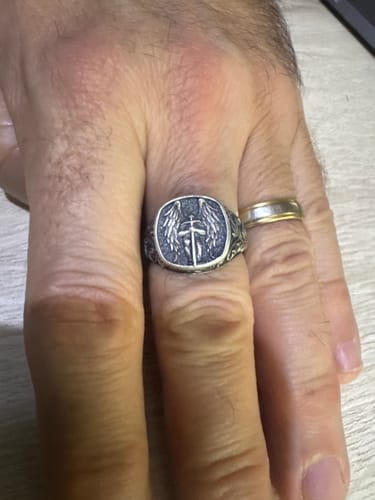 Customer photo review of Saint Michael Signet Ring