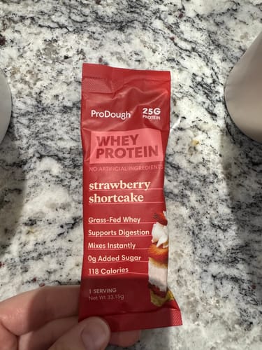 Customer photo review of Whey Protein Powder - Single Serving Sample Stick Packs