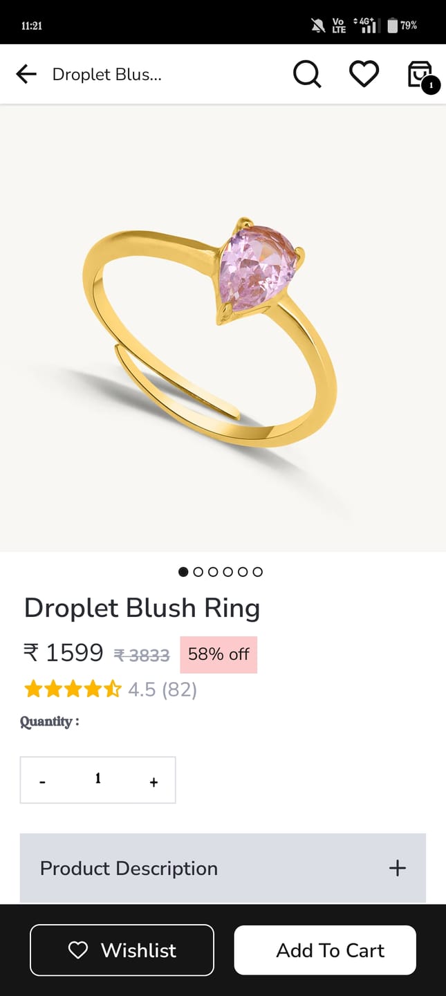 Customer photo review of Droplet Blush Ring