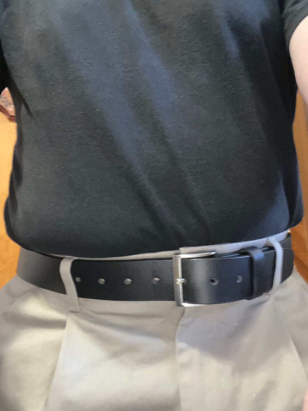 Customer photo review of The Alchemist Belt - Black Leather Belt With Gold Buckle