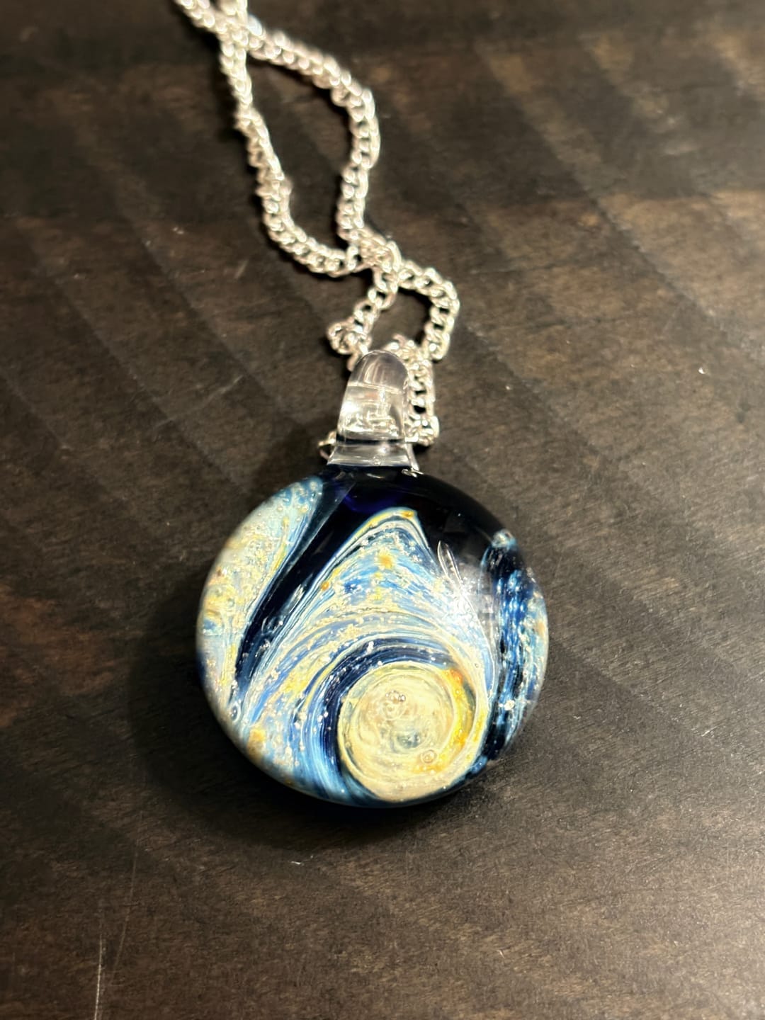 Customer photo review of Nightswirl Cremation Pendant