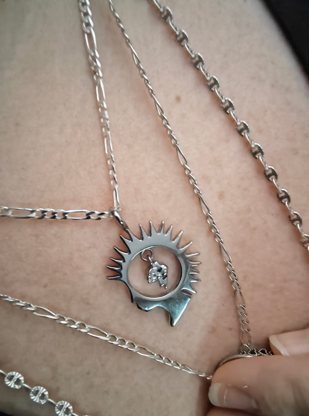 Customer photo review of HEAD IN THE CLOUDS PENDANT