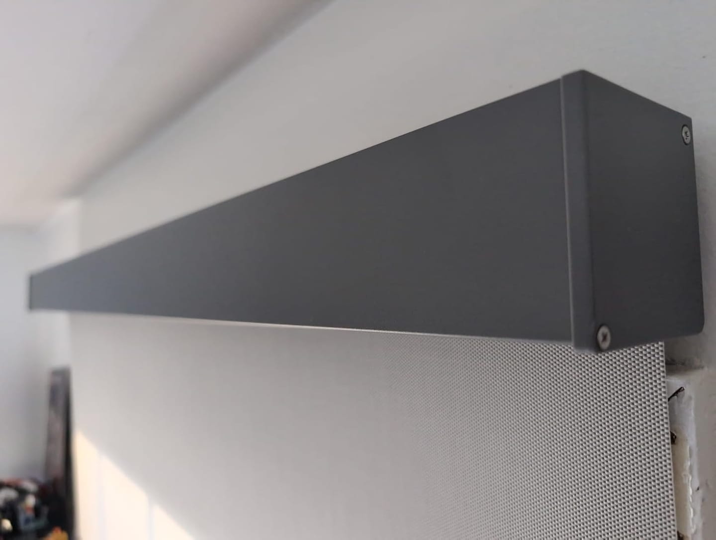 Customer photo review of Custom 1% Openness Premium Light Control Fit Cordless Window Blinds