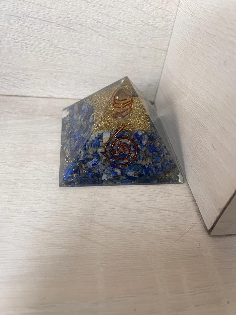 Customer photo review of Natural Lapis Lazuli Orgonite Pyramid  Vastu Remedy Pyramid for North-East Dosh & Communication Flow