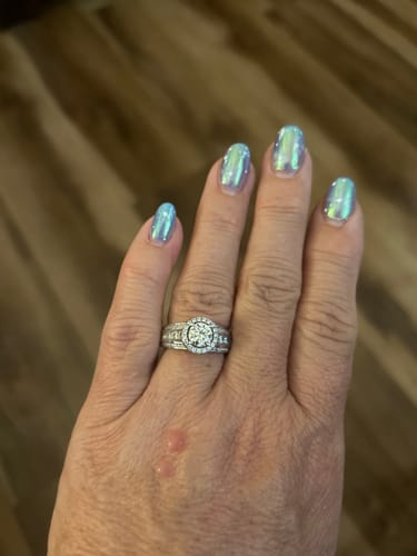Customer photo review of Halo Moissanite Graduated Triple Row Pave Engagement Ring