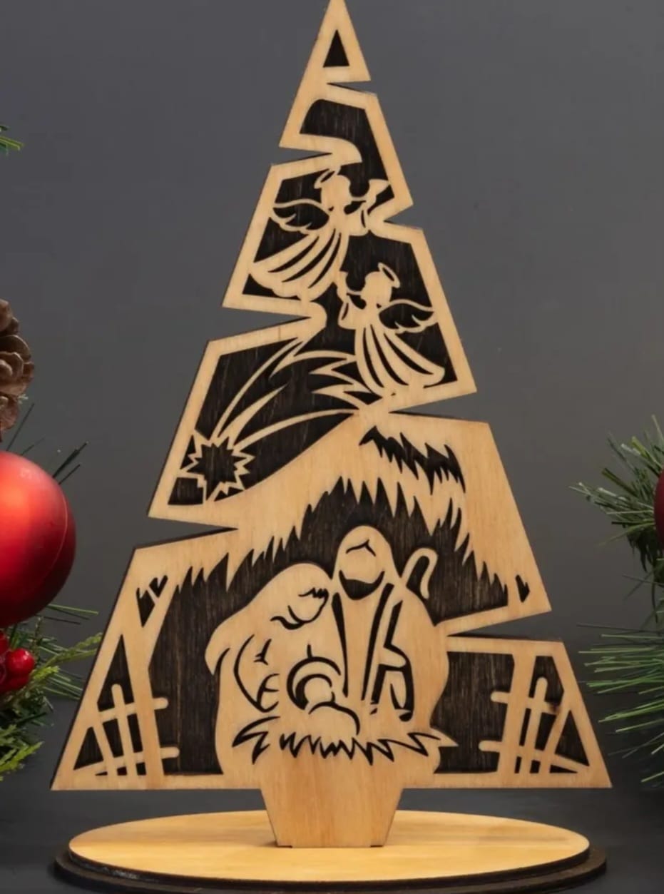 Customer photo review of Standing Nativity scene tree ornaments laser cut svg file