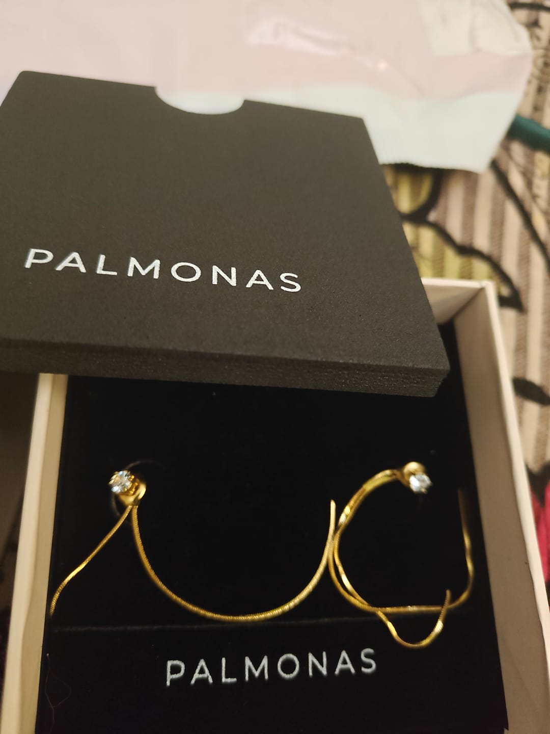 Customer photo review of Dainty Threader Dangle Earrings