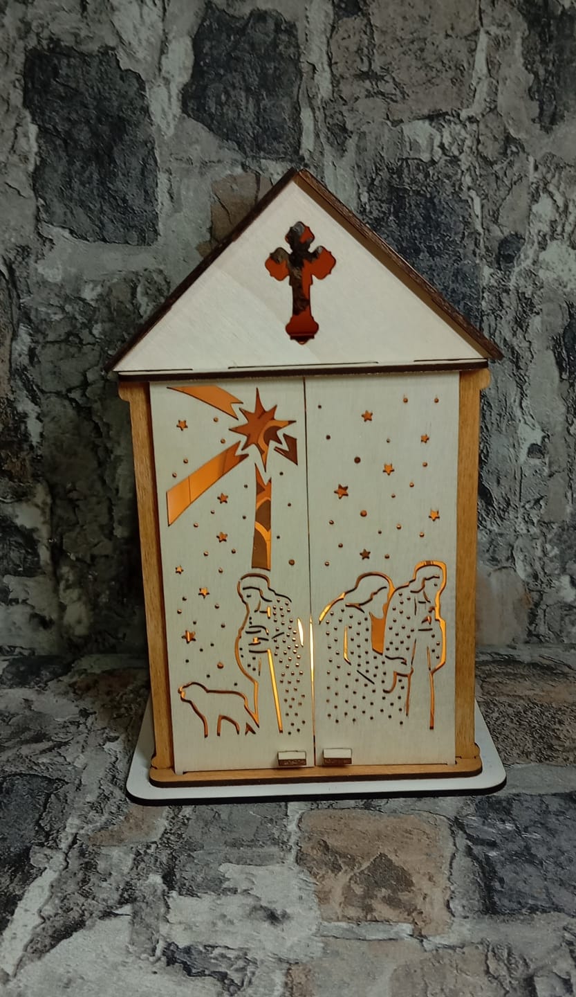 Customer photo review of Nativity scene candle holder lantern laser cut svg