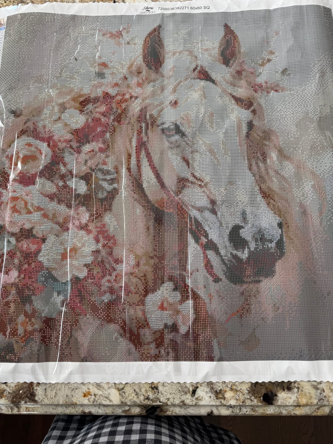 Customer photo review of Horse with Pink Flowers - Exclusive Premium Diamond Painting Kit