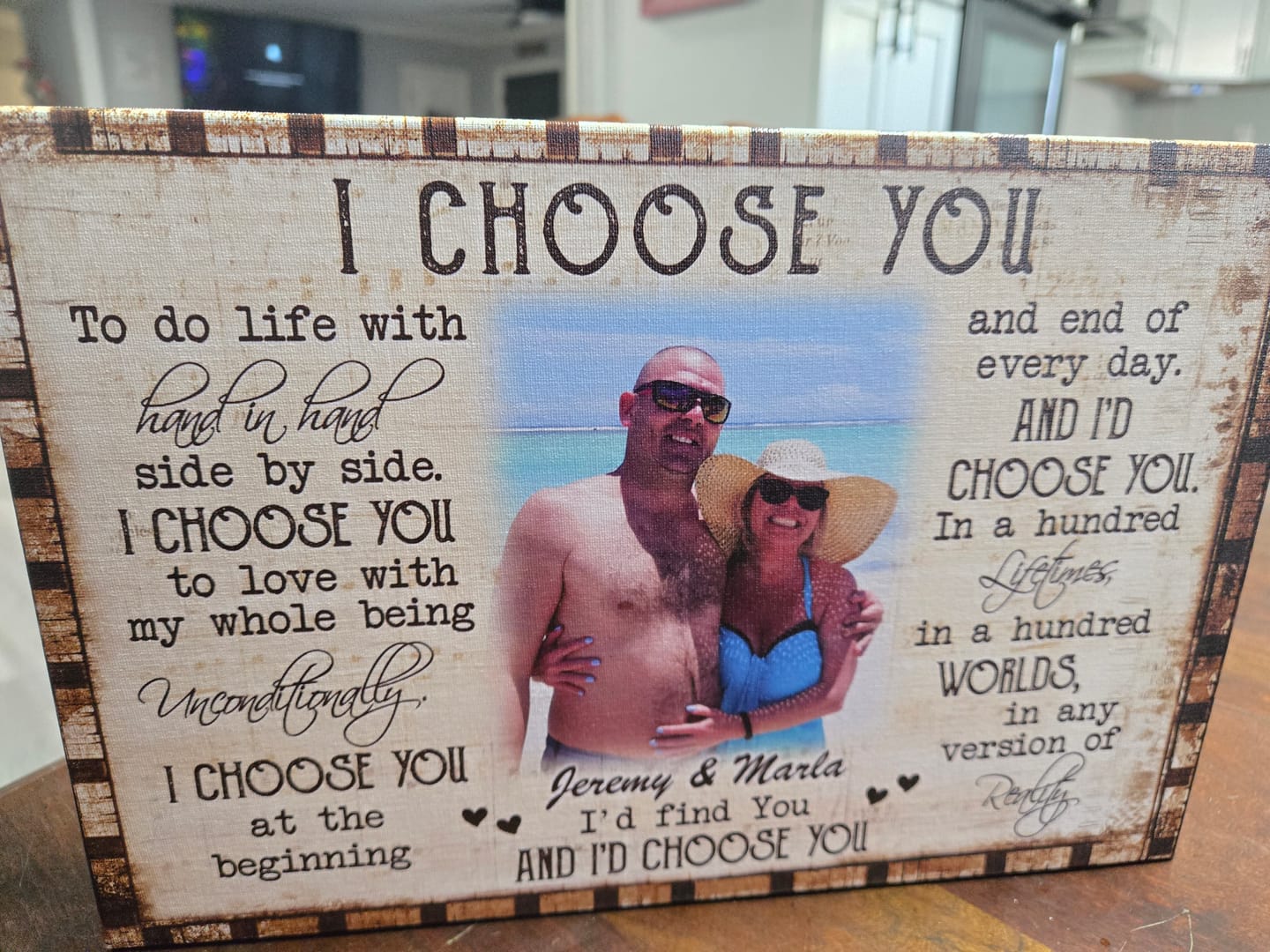 Customer photo review of Couple Personalized Canvas Prints - Custom Photo & Text - 5 Sizes - Anniversary Gift, Love Gifts, Couple Gifts for Her, I Choose You - Dem Canvas