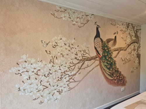 Customer photo review of Magnolia Peacock Mural