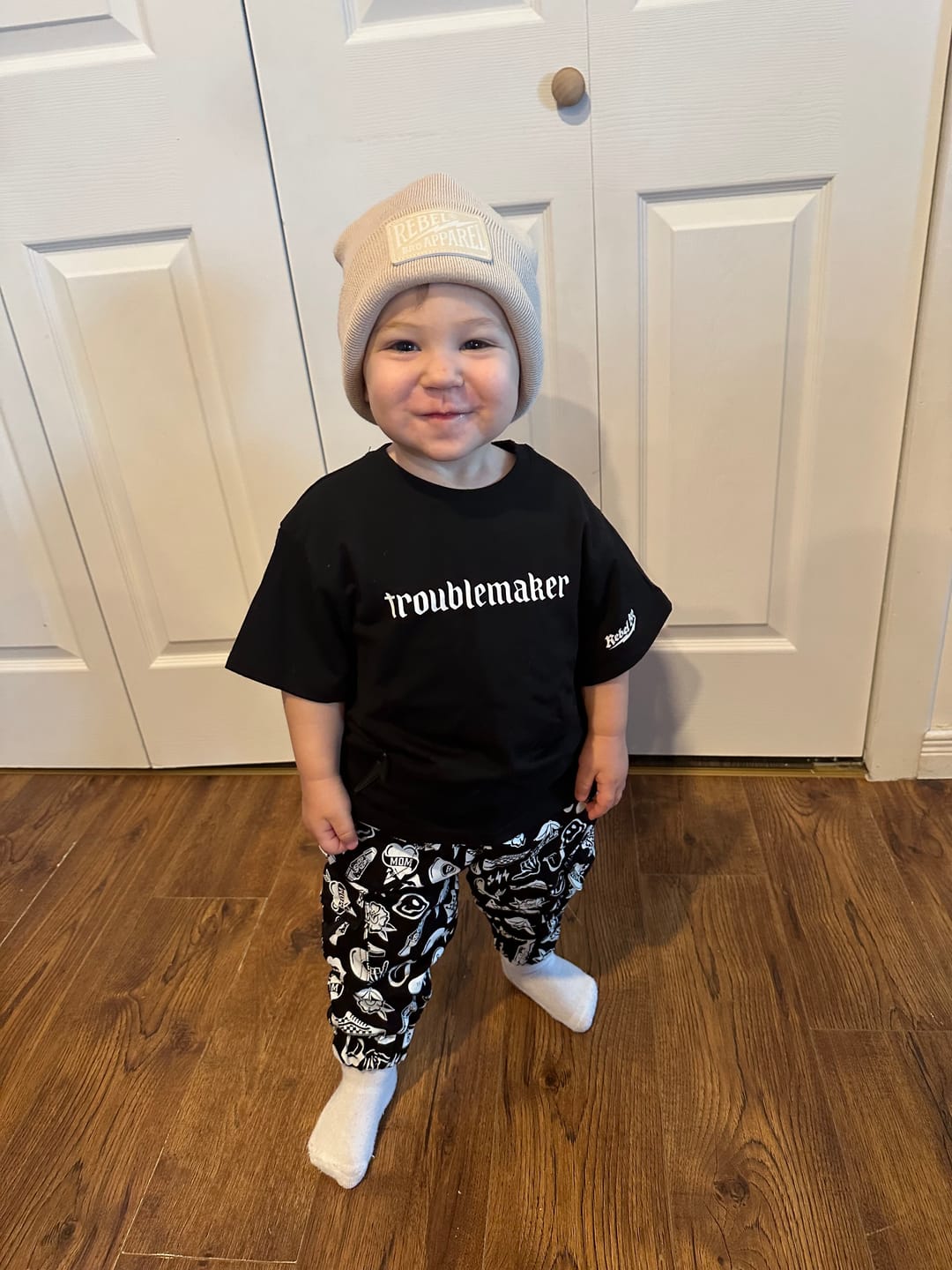 Customer photo review of Bamboo Graphic Tee in Troublemaker