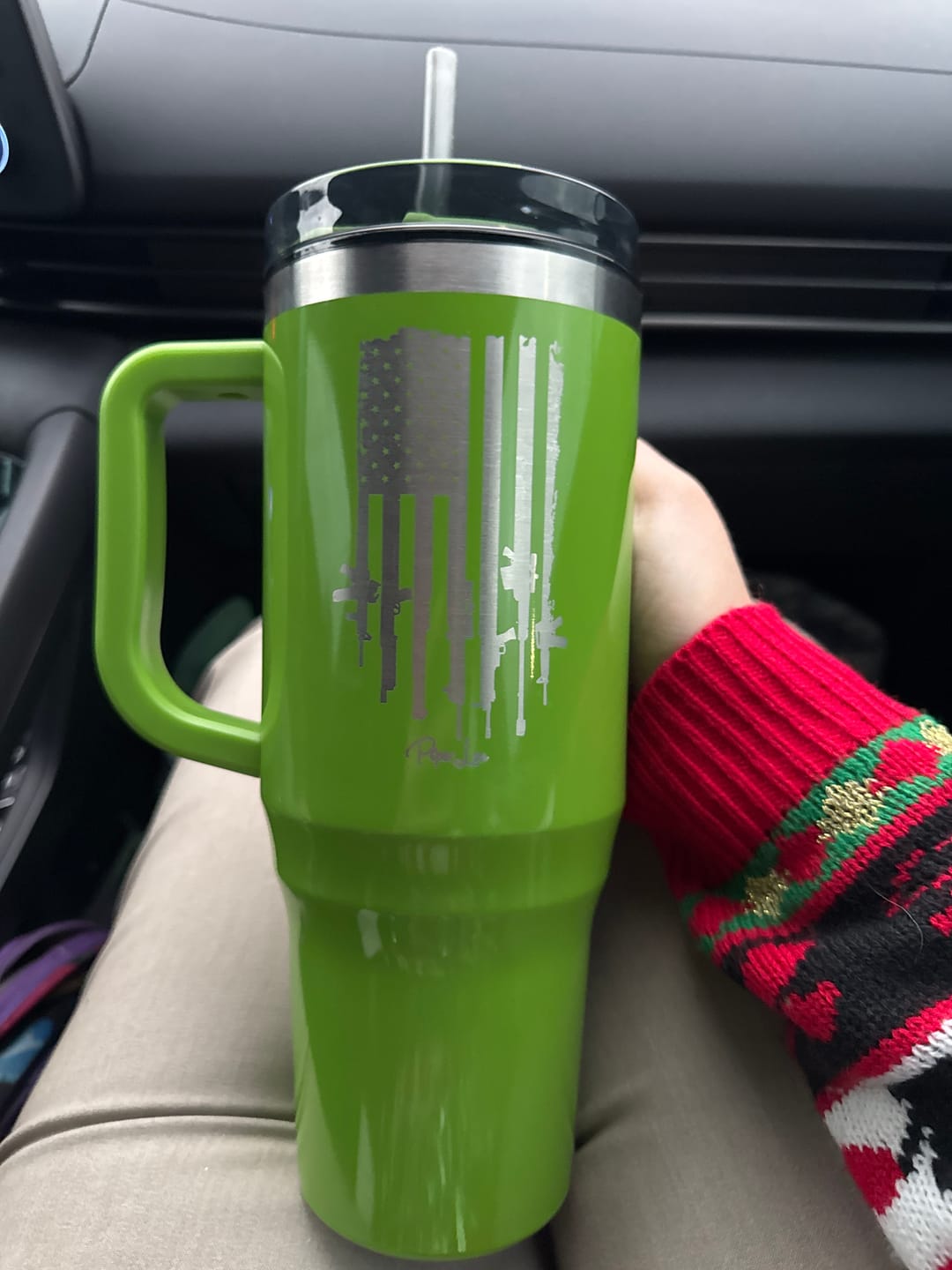 Customer photo review of USA GUN FLAG - 40oz Traveler Lite Tumbler + Straw