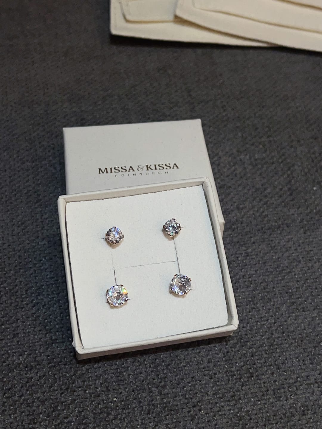 Customer photo review of Gem Stud Earrings (White)