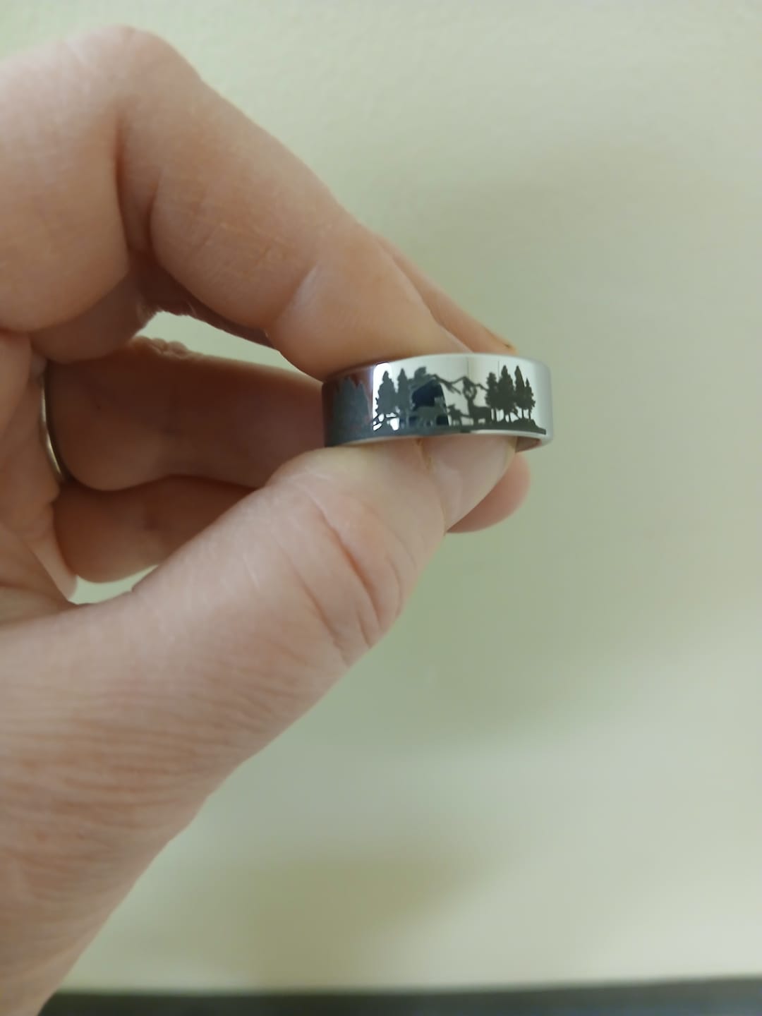 Customer photo review of Forest Scene Ring with Animals and Trees - Tungsten  6mm - 10mm