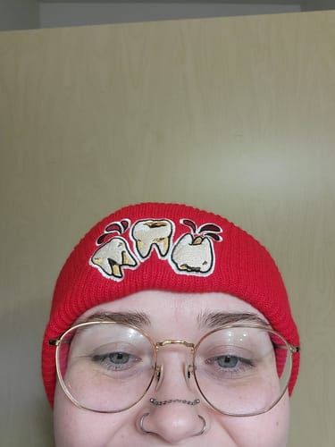 Customer photo review of Bloody Teeth Beanie