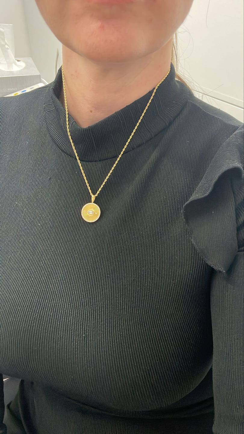 Customer photo review of Evil Eye Talisman Necklace