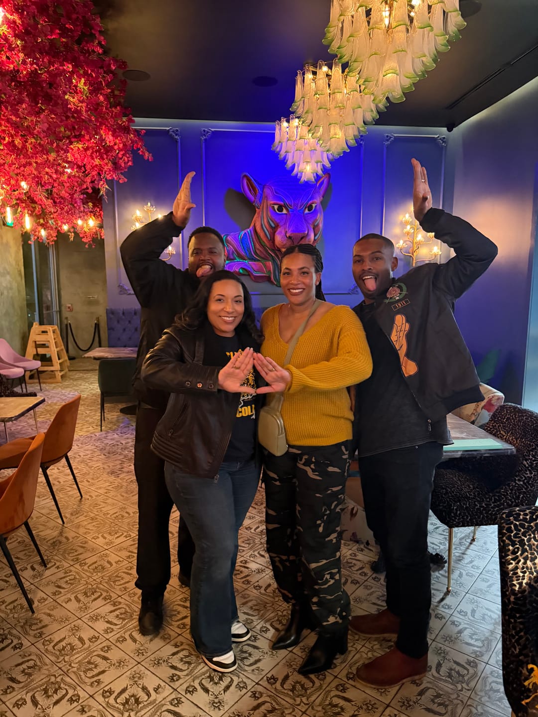 Customer photo review of Personalized Omega Psi Phi Bomber Jackets Black Handsign And Founded Year Style