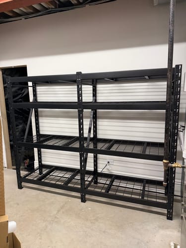 Customer photo review of REIBII 93"W 4-Tier Industrial Shelving 9348LBS Heavy Duty Shelving with 2337LB/Shelf Metal Shelving Unit for Warehouse, Basement, Commercial
