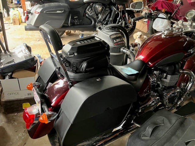 Customer photo review of 28L - Panzer Medium Hard Mount Triumph America Motorcycle Saddlebags