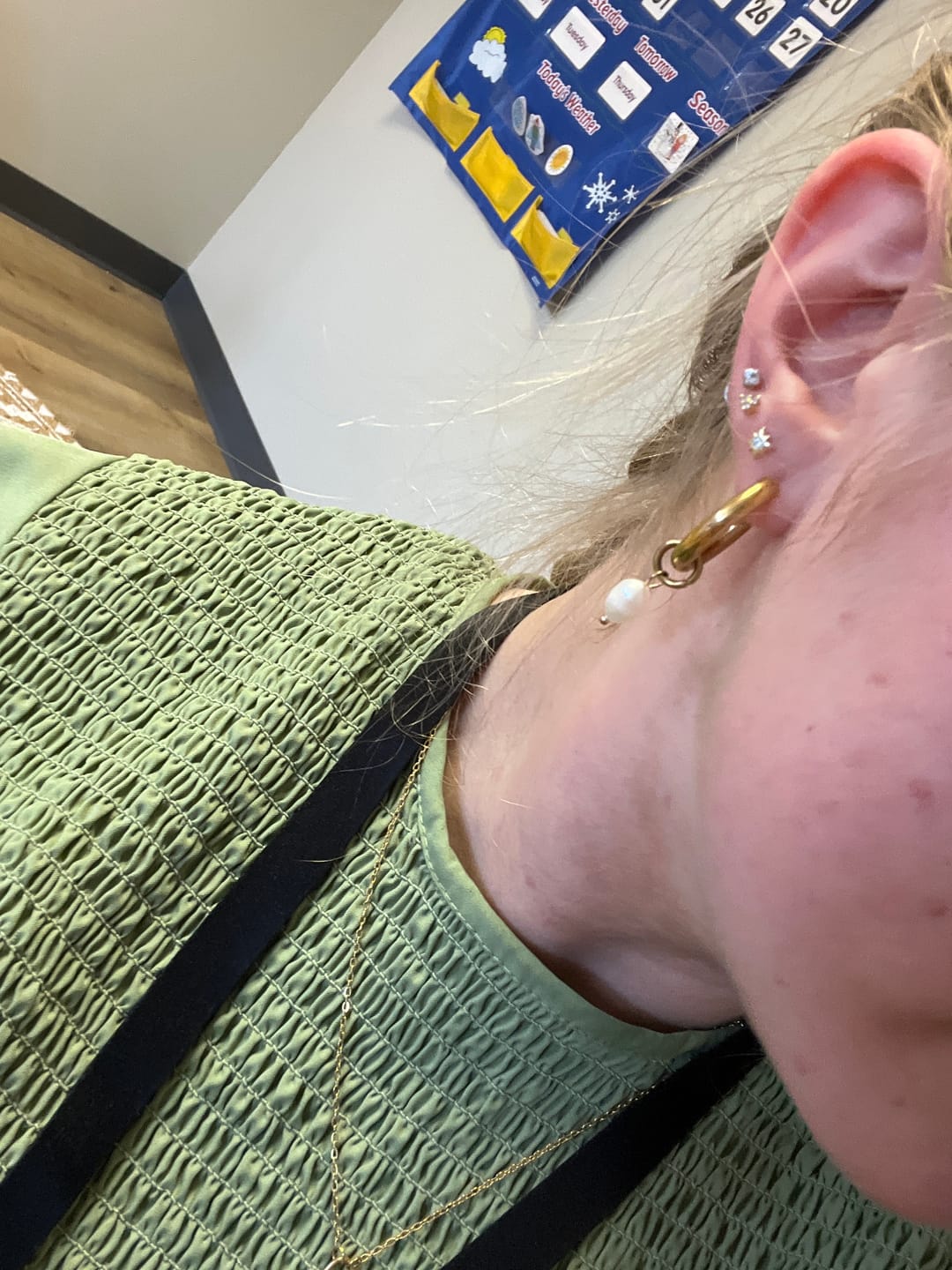 Customer photo review of Bethany Pearl Drop Hoop (Bundle)
