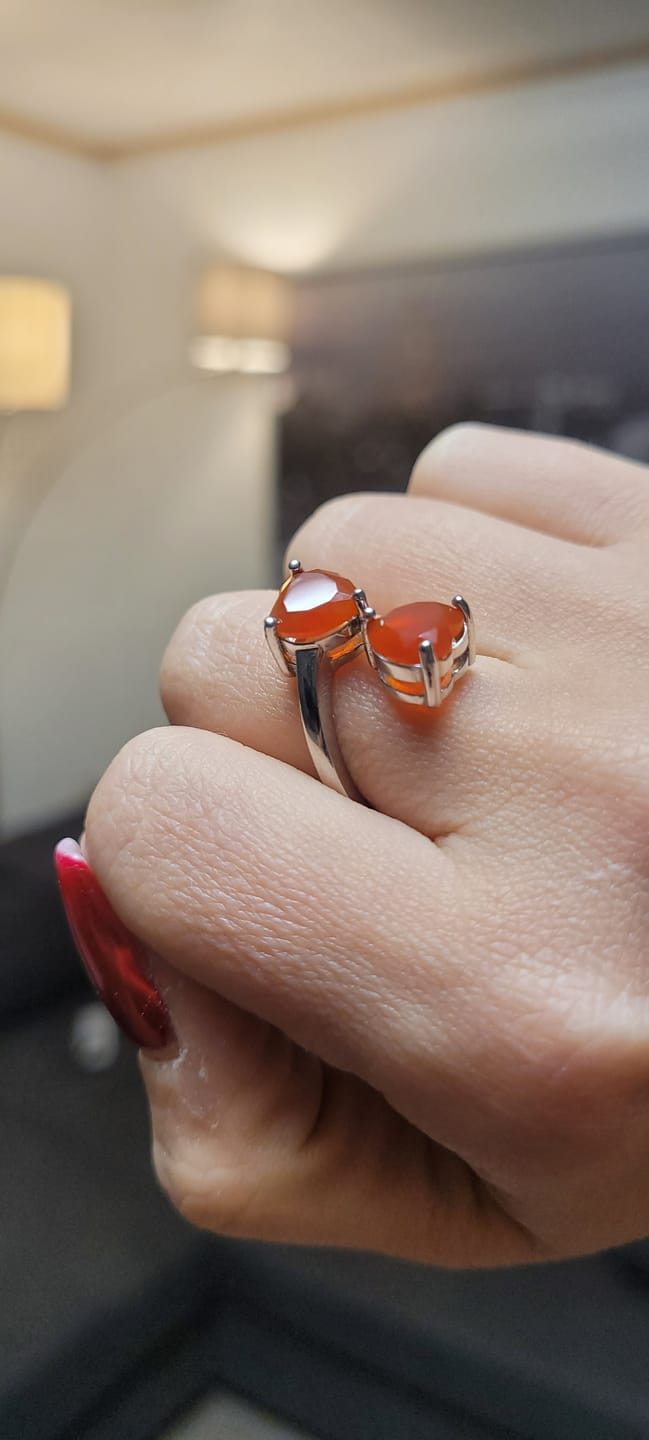 Customer photo review of Carnelian heart silver ring