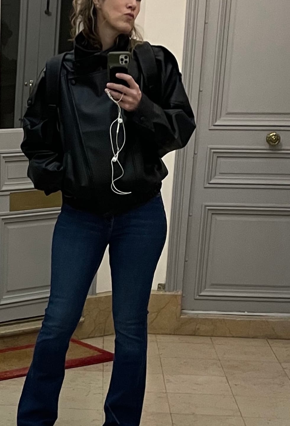 Customer photo review of Carla Asymmetrical Leather Jacket