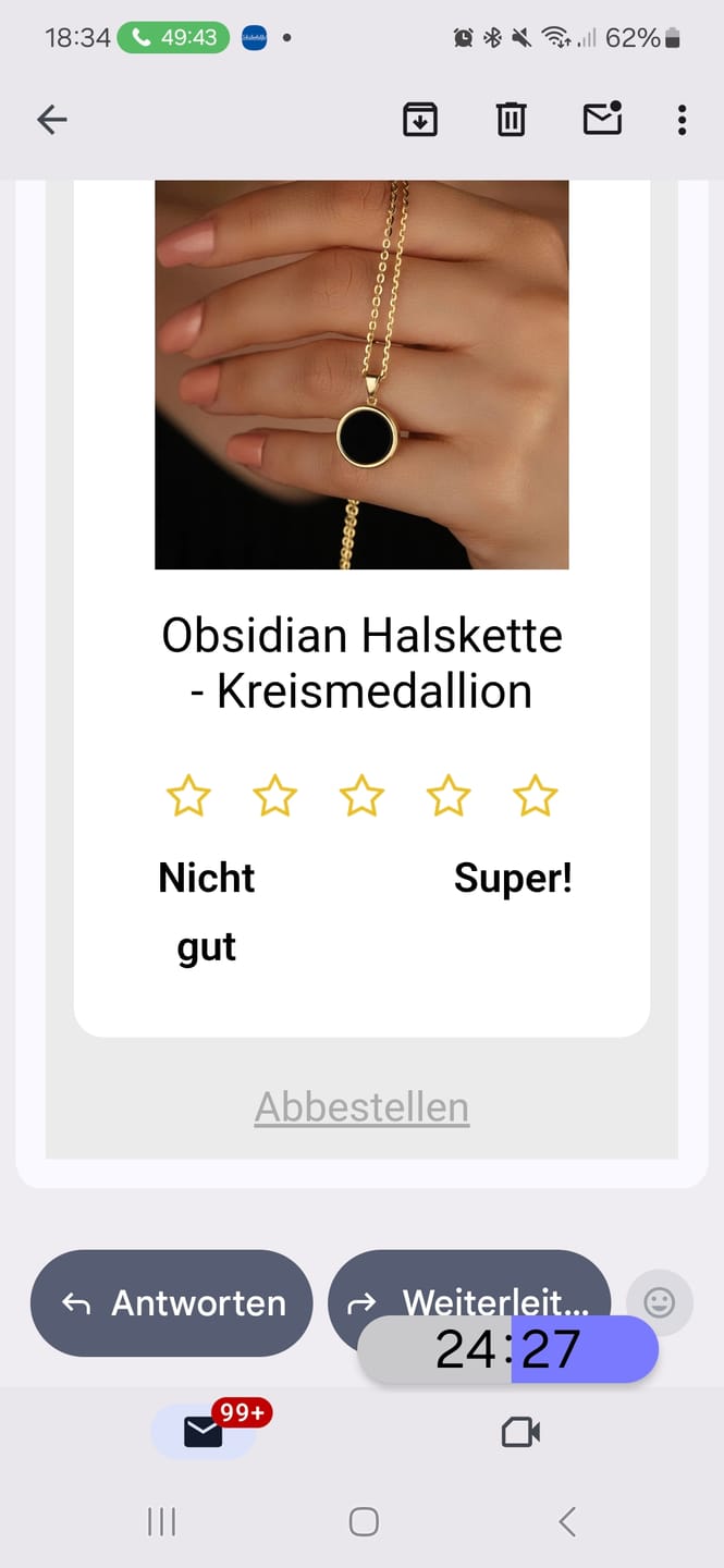 Customer photo review of Obsidian Halskette - Kreismedallion
