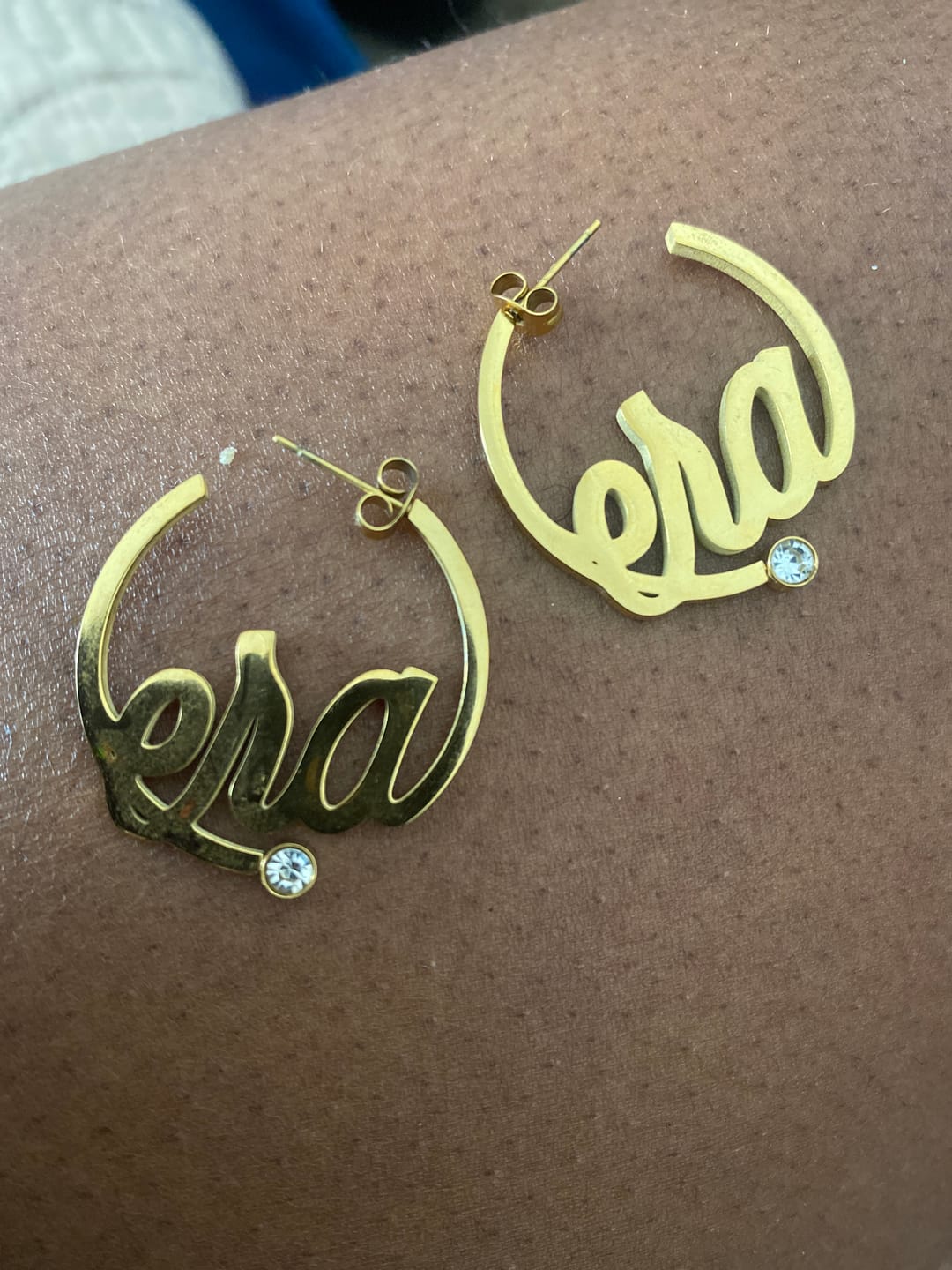 Customer photo review of White Era Adore Gold Earrings