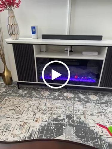 Customer video review of 76" Fluted Doors Curved Modern Fireplace TV Stand