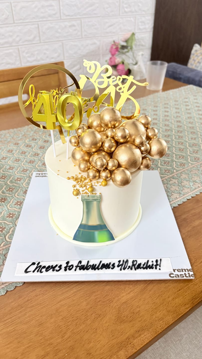 Customer photo review of Champagne Celebration Theme Cake