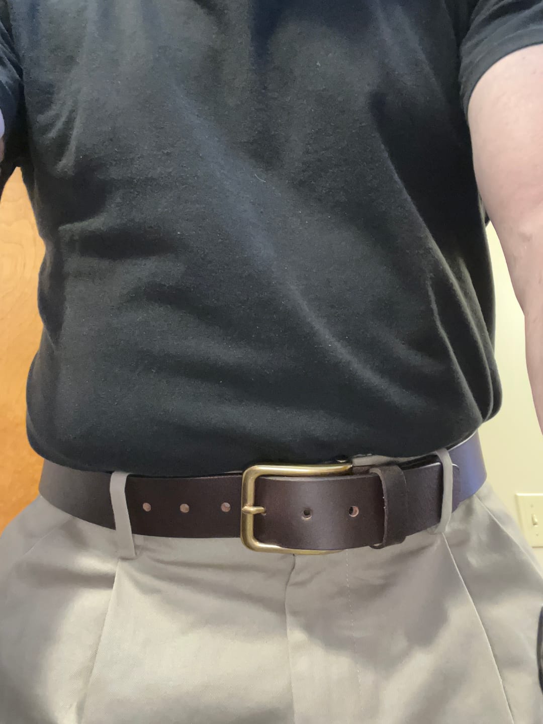 Customer photo review of The Alchemist Belt - Brown Leather Belt With Gold-Tone Buckle