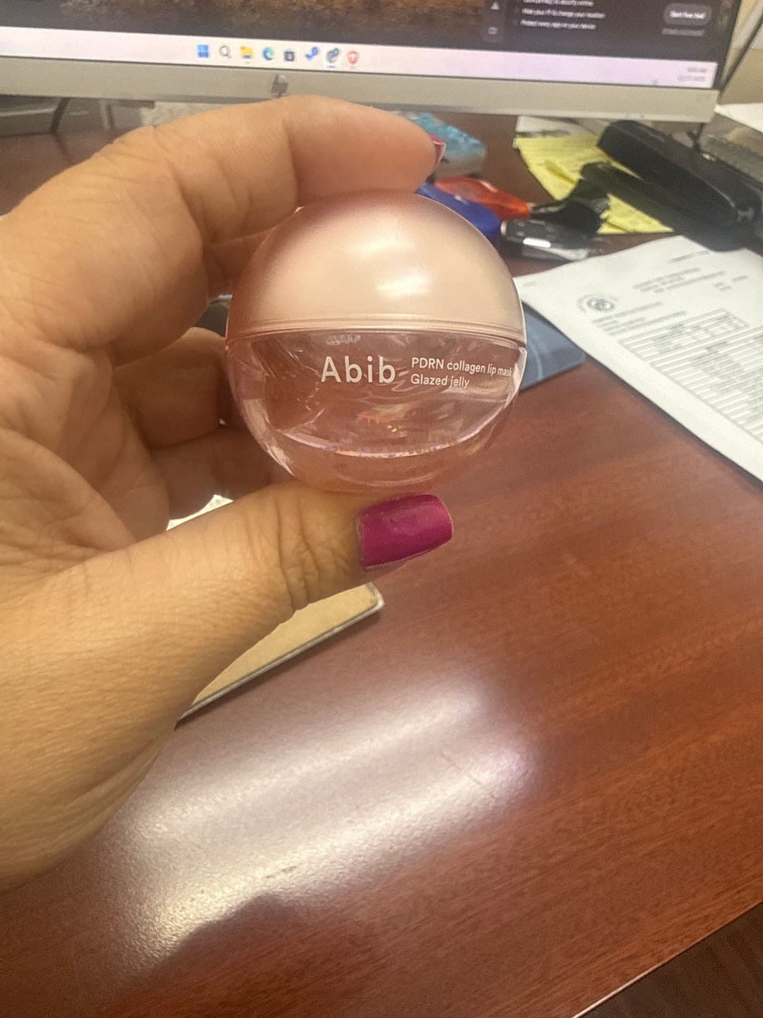 Customer photo review of PDRN collagen lip mask Glazed jelly
