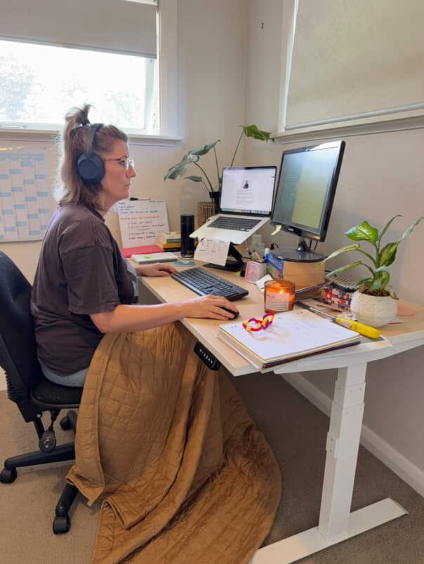 Customer photo review of The Oliviada Weighted Blanket: Recovery starts now.