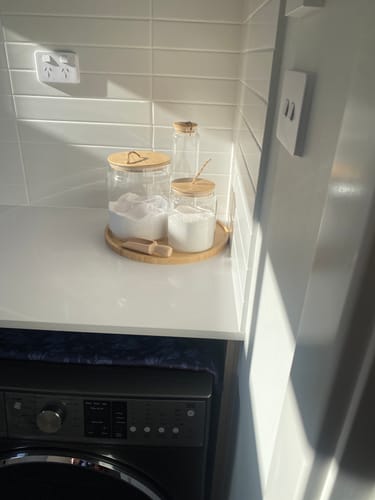 Customer photo review of Bamboo & Glass 5 Piece Laundry Pack with Liquid Jar