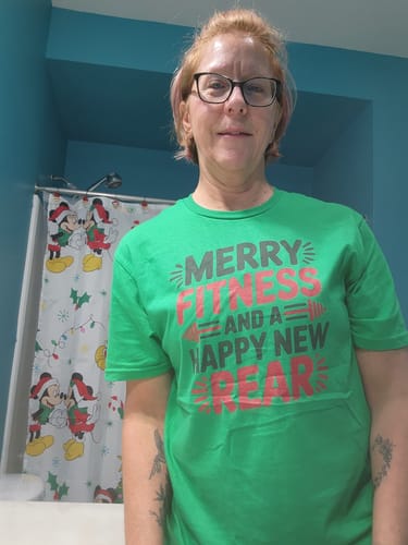Customer photo review of Merry Fitmas T-Shirt