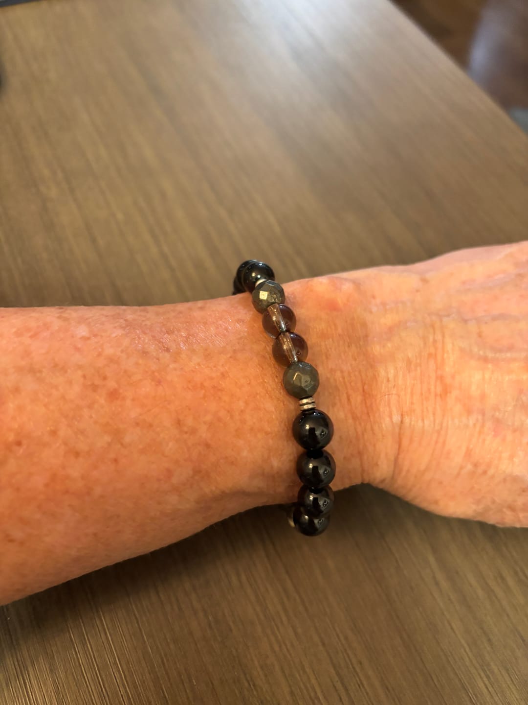 Customer photo review of Black Tourmaline and Smoky Quartz Bracelet